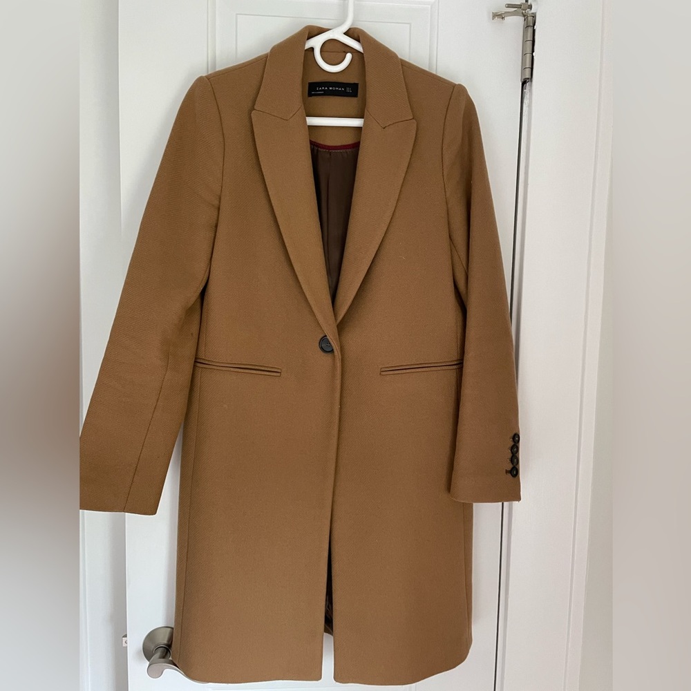 ZARA woman camel coat size S LIKE NEW 100% viscose